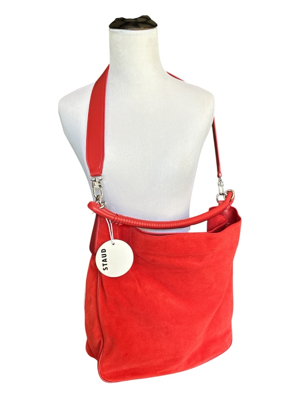 STAUD red suede Perry hobo bag. Brand new w tags. Georgous. - Picture 1 of 8